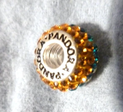 Pandora  White blue orange crystal rhinestone Charm Bead Marked 925 ALE - Image 1 of 4