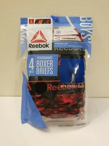 Boys Size Large 12/14 Reebok 4 Pack Cool & Dry Boxer Briefs, Red/Black, Stretch - Picture 1 of 3