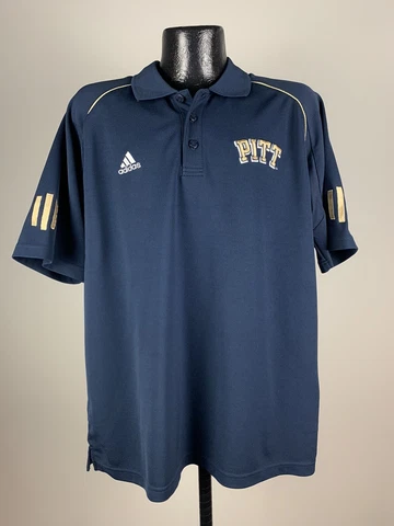 Men’s Adidas Climalite Pittsburgh Panthers Navy Blue Short-Sleeve Sideline Polo Cover