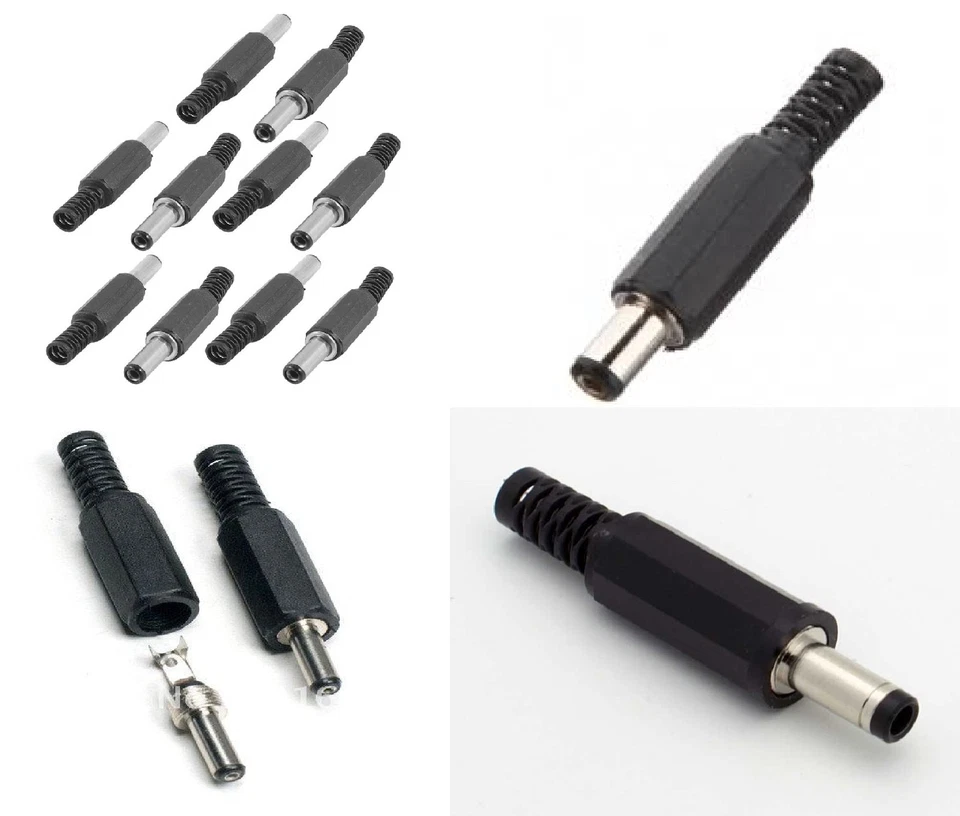 STG-TOP 5 Pz. CONNETTORE spinotto 5,5x2,1mm jack maschio DC alimentazione coassiale