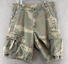 Hollister Surf Mens Cargo Shorts 34 Green Camo Relaxed Y2K Vintage