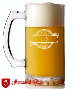 Beer Mug Groomsman Badge Banner Design Engraved Personalized - Picture 1 of 1
