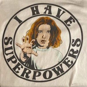 STRANGER THINGS Girls/Women’s “I Have Superpowers” Eleven T-Shirt XL 14/16 - Picture 1 of 8