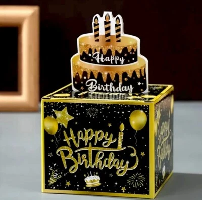 Geld Geschenkbox zum Geburtstag in schwarz - Geld Box zum herausziehen - Bild 1 von 4