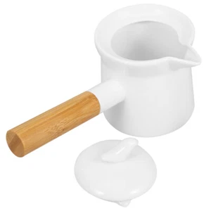Mini Enamel Ceramic Baby Small with Wood Handle Heating - Picture 1 of 12