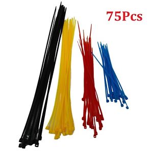 Cable Tie Assorted Zip Ties 10" 8" 6" 4" inch Nylon Wire Wraps 75pcs