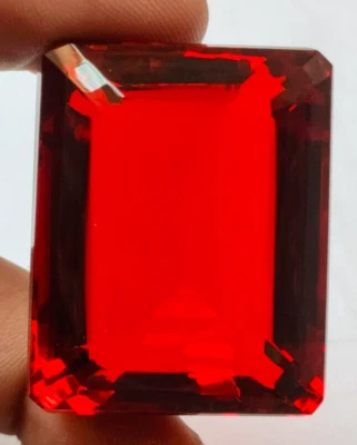 AAA+ 206.5 CT LARGE EMERALD CUT RED ORANGE MEXICAN FIRE OPAL LOOSE GEMSTONE GIFT - Image 1 of 4