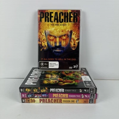 Preacher Complete Series 1-4 Region 4 VGC 1 2 3 4 DVD Tv Series - Image 1 of 4