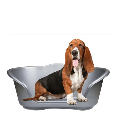 Silver Plastic Pet Bed Heavy Duty Waterproof Cat Dog Basket Large Comfortable - image 1 of 4