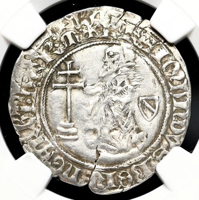 CRUZADOS, Caballeros de Rodas. Raymond Berenger, 1365-1374, plata, NGC AU53 Foto 1 de 4