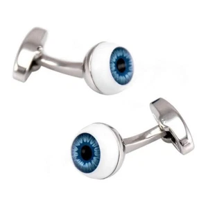 EYEBALL CUFFLINKS Bizarre Blue Eye Optometrist Ophthalmologist New w Gift Bag - Picture 1 of 4