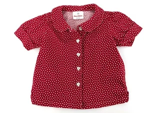 Hanna Andersson Red White Polka Dot Heart Button Down Shirt Girl's Size 100 US 4 - Picture 1 of 10