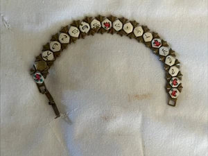 Vintage Cloisonne Bracelet Floral Enamel Links Floral Design - Foto 1 di 10