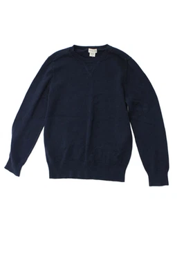 Suéter de punto de cuello redondo de algodón azul marino talla 8-9 Crewcuts para niños Foto 1 de 4