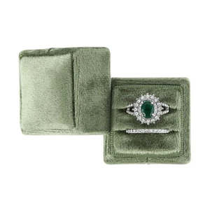 Velvet Ring Box Double Slots Gift for Proposals, Engagement and Wedding Band ... - Picture 1 of 7