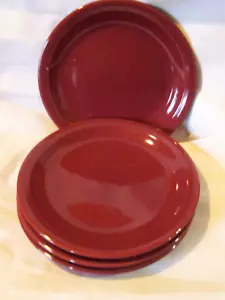 4) THOMSON POTTERY SALAD PLATES RED BURGUNDY ...NEW! - Picture 1 of 3