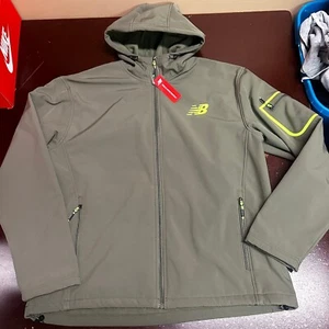 New Balance Mens Green Hooded Zipped Pocket Full Zip Windbreaker Jacket Size XL - Picture 1 of 5