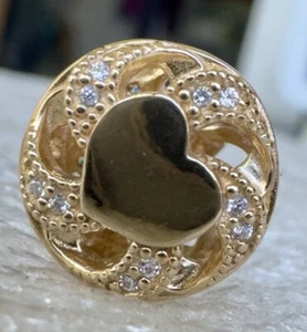 Authentic NEW❗️ PANDORA 14K Gold Ribbon Heart CZ Charm 751004CZ ALE 585 - Picture 1 of 7