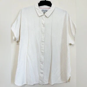 Tommy Bahama Button Up 100% Seide Off White Leaf Print Kurzarm Hemd Gr. M - Bild 1 von 16