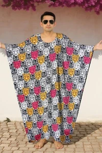 Bata de fiesta en piscina estilo dios griego encontrar verano ligero caftán estampado leopardo para hombres - Imagen 1 de 5