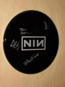 NINE INCH NAILS - FULLY SIGNED LOGO STYLE 16" INCH DRUMHEAD - Picture 1 of 1