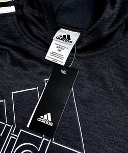 Adidas Sweatshirt Black Boys Small 8 Heather Stripes Athletic Pullover Hoodie - Picture 1 of 7