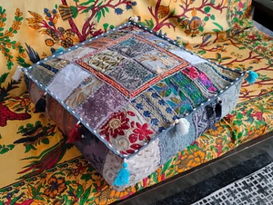 Grey Patchwork Pillows Cover Embroidery Handmade Cotton Large Cushion Covers - Picture 1 of 7