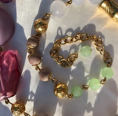 Joan Rivers Classics EXTRA LONG Chunky Beaded Necklace- Wood Jade Cloisonne Gold - Image 1 of 4