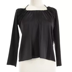 A.L.C. NWT Halter Off the Shoulder Long Sleeve Blouse Size 4 in Black Silk Blend - Picture 1 of 7