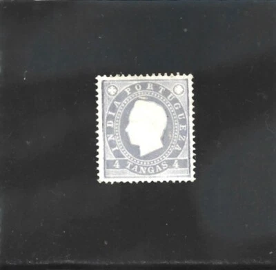 PORTUGUESE INDIA D. Luis I  4 Tangas (1886)  MH   perf. 13,5 Nice error - Image 1 of 2