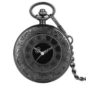 Pocket Watch Necklace Gift Roman Numerals Dial Vintage Mens Gift Steampunk Men