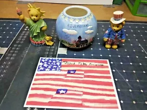 ROT WEISS BLAU 4. JULI GESCHÄTZTE TEDDIES KONVOLUT MIT SCHALE, FAHNENKARTE - Bild 1 von 12