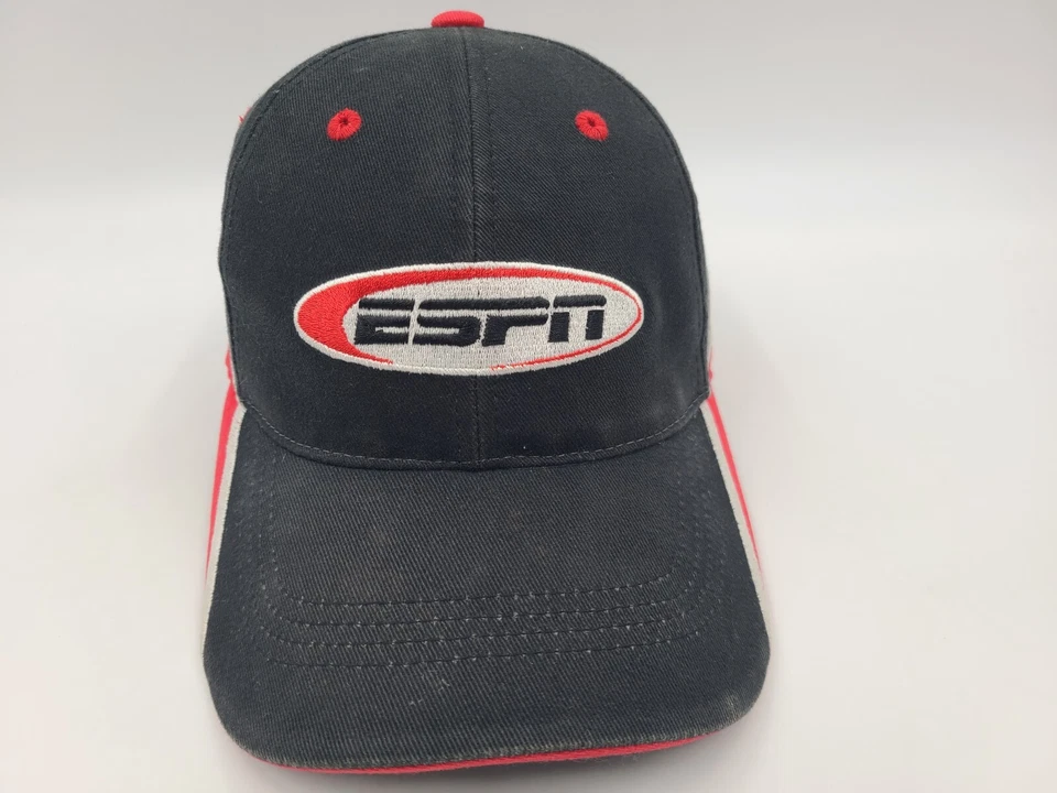 ESPN Worldwide Leader In Sports Strapback Adjustable Hat Cap Men Women Black Red - Image 1 of 4
