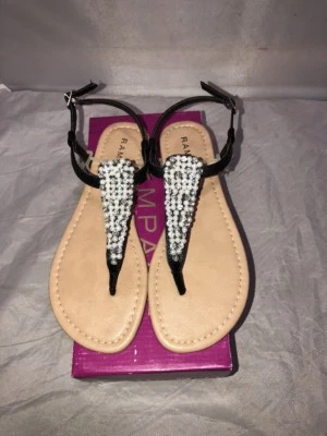 Sandálias femininas Rampage com miçangas pretas tamanho 8M - Imagem 1 de 3