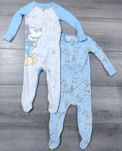 Disney Pajamas Mickey Mouse Snug-Fit Babies 3 Months Girls Boys 2-Pack Cute - Picture 1 of 5
