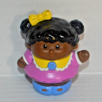 Little Tikes African American Girl with Pink Dress and Yellow Bow - Image 1 of 4