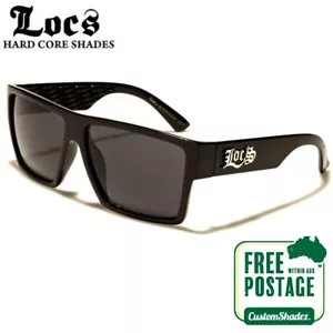 Locs Sunglasses - Men's Stylish Flat Top Frame - Gloss Black - Free Post In Aus - Picture 1 of 4