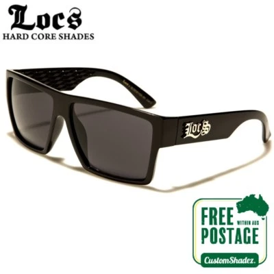 Locs Sunglasses - Men's Stylish Flat Top Frame - Gloss Black - Free Post In Aus - Image 1 of 4