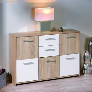 CREDENZA MODERNA MADIA KIT MOBILE BUFFET CON ANTE CASSETTI LEGNO BIANCO ROVERE - Foto 1 di 10