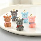 Flocking Animals Small Bear Doll Toys Pendant DIY Jewelry Earring Keychain Decor