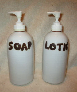 Vintage~Don Brimberry Pottery~Soap & Lotion Dispensers~Signed~Not Used - Picture 1 of 17