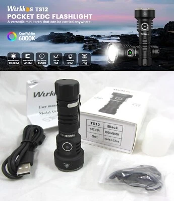 Wurkkos TS12 Compact Thrower LED Flashlight Diffuser Lantern Kit 1050 Lumen - Image 1 of 4