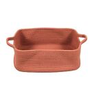 Woven Cotton Rope Storage Basket with Handles for Shelves Closet Cat Dog rust