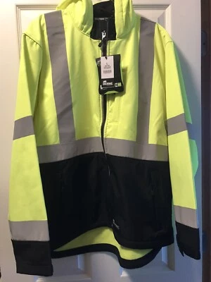 Berne Mens Yellow Fleece Hi-Visibility Softshell Jacket - Image 1 of 4