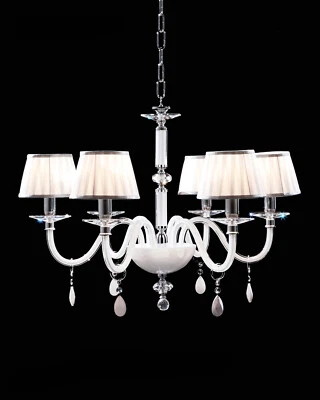 Contemporary White And Transparent Crystal Chandelier With 6 Lights CL021 - Image 1 of 2