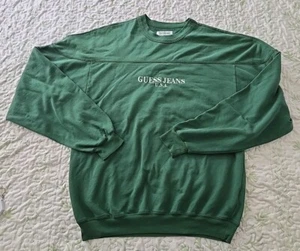 Vintage Guess USA  Sweatshirt Men's XXL Green Pullover Embroidered USA - Picture 1 of 7