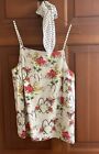 Anthropologie Maeve Silk Rose Floral Heart Polka Dot Cami Top Blouse W/ Scarf 6