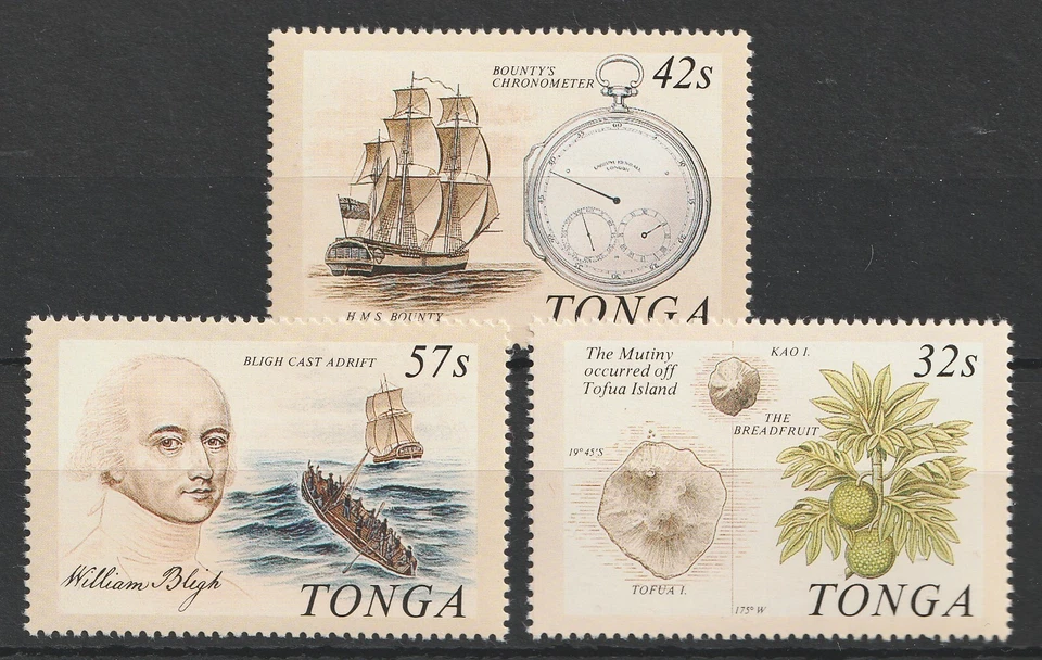 1989 Tonga Sc# 710-12 - 200th of Mutiny on the Bounty. MNH set Cv$19 - Image 1 of 1
