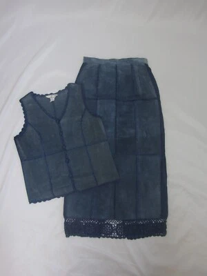 vintage western suede skirt set with vest - Image 1 of 4