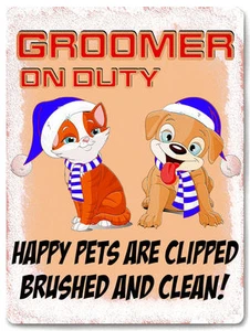 DOG CAT grooming METAL SIGN pet store display funny vintage style decor art 658 - Picture 1 of 2